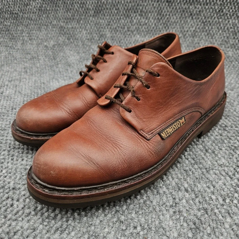 Mephisto (Men's 9.5) Welt Brown Leather Oxford Derby Comfort Walking Dress Shoes